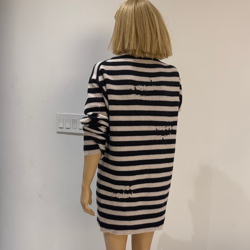 Dior Striped Sweater Dress - blue & white sz 4 50% wool and 50% cashmere - Picture 3 of 9